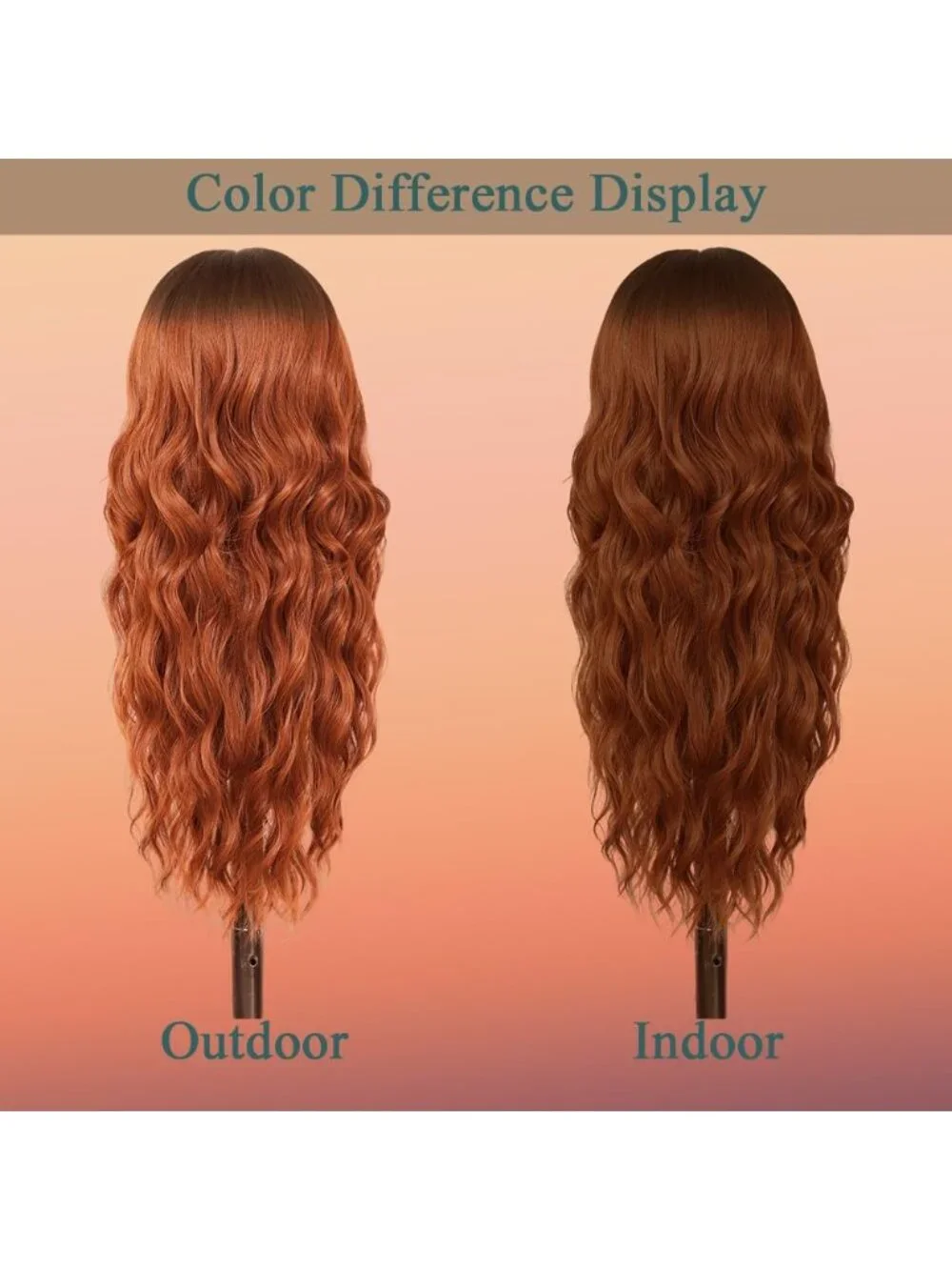 26 Inch Women's Light  Ginger Soft Layered Wavy Curly Hair Wig with Natural Shin